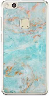 Huawei P10 Lite siliconen hoesje - Turquoise marmer