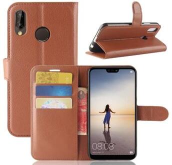 Huawei P20 Lite Wallet Case met Magnetische Sluiting - Bruin