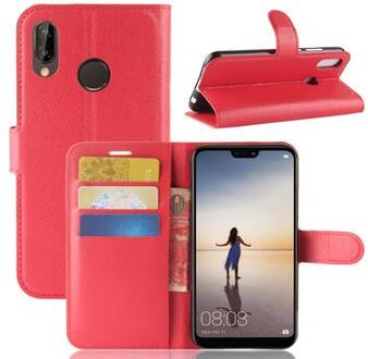 Huawei P20 Lite Wallet Case met Magnetische Sluiting - Rood