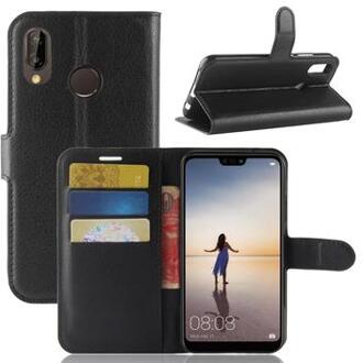 Huawei P20 Lite Wallet Case met Magnetische Sluiting - Zwart