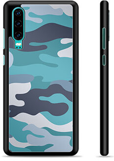 Huawei P30 Beschermhoes - Blauw Camouflage
