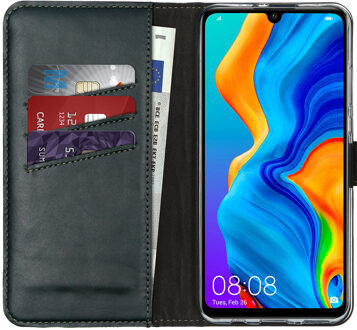 Huawei P30 Lite hoesje bookcase - hoesje Huawei P30 Lite bookcase - P30 Lite hoesje bookcase - telefoonhoesje Huawei P30 Lite - Huawei P30 Lite case - Leer - Groen - Selencia Echt Lederen Bookcase