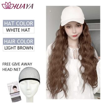 Huaya Lange Golvend Hoed Pruik Synthetische Pruiken Zwart/Bruin Wave Natuurlijk Sluit Hoed Hair Extensions Haarstukken YSM022-B-2-30