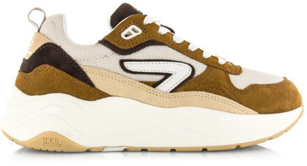 Hub Glide light beige/off white/cognac lage sneakers heren Bruin - 41