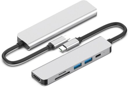 Hub Multi Docking Station Laptop Usb 3.0 Hub Usb C Vga Pd Lan Ethernet 3.5Mm Audio Jack Sd Tf kaart 6IN1
