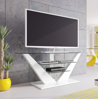 Hubertus Meble Tv-meubel Luna 140 cm breed met Led - Hoogglans wit Wit,Hoogglans wit