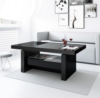 Hubertus Meble Uitschuifbare salontafel Aversa 120 tot 170 cm breed - Hoogglans zwart Zwart,Hoogglans zwart