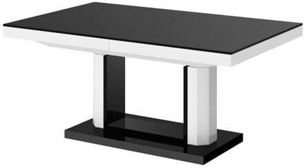 Hubertus Meble Uitschuifbare salontafel Quadro Lux 120 tot 170 cm breed in hoogglans zwart met wit Wit,Zwart,Hoogglans wit,Hoogglans zwart