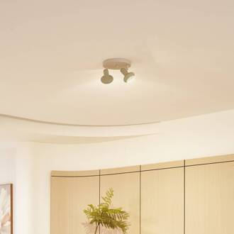 Huby plafondspot, 2-lamps, crème/lichtgroen, ijzer beige, lichtgroen
