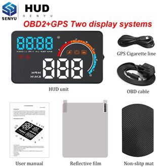 Hud Display Head Up Display D2500 Auto Gps D2500 Obd OBD2 Diagnostic Tool Projector Digitale Snelheidsmeter Auto Snelheid Security Alarm