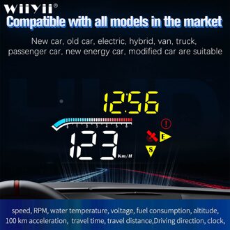 Hud M17 Obd Head Up Display OBD2 Gps Dual Systeem Voorruit Snelheid Projector Security Alarm Water Temp Overspeed Rpm