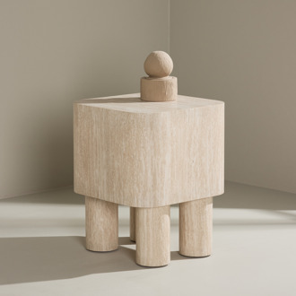 Hudson vierkant houten bijzettafel beige - 40 x 40 cm