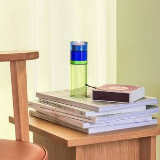 Hübsch Astro theelichthouder, groen/blauw, kristalglas, 15 cm groen, blauw