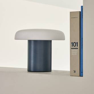 Hübsch Ateliers tafellamp, donkerblauw, wit, glas, ijzer