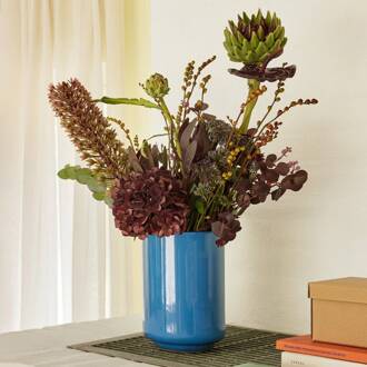 Hübsch Deux potten, roodbruin/blauw, set van 2, steenpoeder roodbruin, blauw