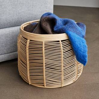 Hübsch Luna manden, set van 2, rotan, natuurlijke kleur, Ø 34 & 44cm licht hout