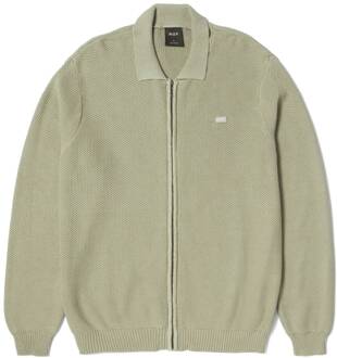 Huf Anton Zip Overdyed Casual Vest Heren M Groen