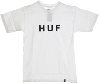 Huf Essentials Logo T-Shirt Wit/Zwart HUF , White , Heren - Xl,L,Xs