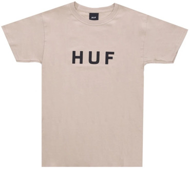 Huf Essentials Logo Tee - Streetwear Collectie HUF , Beige , Heren - Xl,M