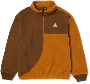 Huf Expedition 1/4 Zip Pile Casual Sweater Heren M Bruin dessin