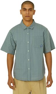 Huf H Star SS Plaid Casual T-shirt Heren L Donkerblauw