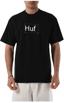 Huf Katoenen T-shirt met voor- en achterprint HUF , Black , Heren - 2Xl,Xl,L,M,S