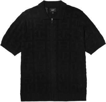 Huf Monogram Jacquard Zip Polo Shirt HUF , Black , Heren - L,M