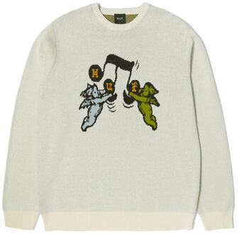 Huf Song Intarsia Casual Sweater Heren S Wit