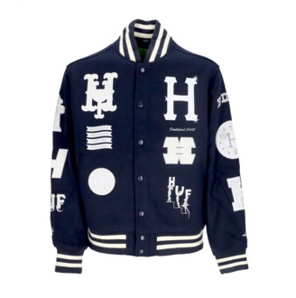 Huf Varsity Jacket Navy Streetwear Hoodie HUF , Blue , Heren - Xl,L,M,S