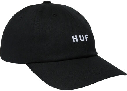 Huf Zwarte Gebogen Klep Pet 6 Panel HUF , Black , Heren - ONE Size