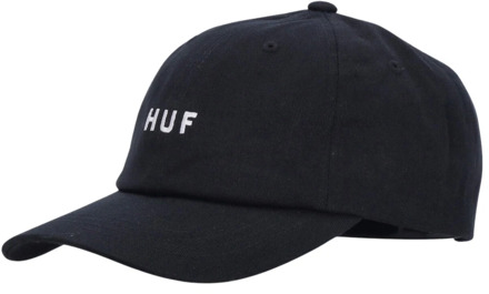 Huf Zwarte Gebogen Klep Pet 6 Panel HUF , Black , Heren - ONE Size