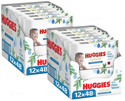 Huggies Natural - 0% Plastic - Billendoekjes - 1152 babydoekjes - 24 x 48