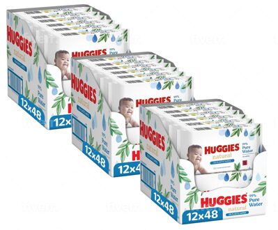 Huggies Natural - 0% Plastic - Billendoekjes - 1728 babydoekjes - 36 x 48