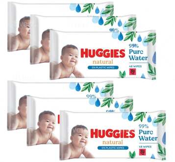 Huggies Natural - 0% Plastic - Billendoekjes - 288 babydoekjes - 6 x 48