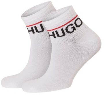 HUGO 2 stuks Label Rib Short Socks * Actie * Zwart,Wit - Maat 39/42