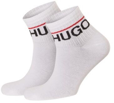 HUGO 2 stuks Label Rib Short Socks Zwart,Wit - Maat 39/42,Maat 43/46