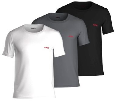 HUGO 3 stuks Triplet T-Shirt * Actie * Versch.kleure/Patroon,Grijs,Zwart,Rood,Blauw - Medium,Large,X-Large,XX-Large