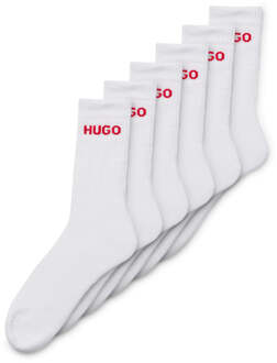 HUGO 6-Pack Heren Rib Logo Sok Wit - EU 40 - 42