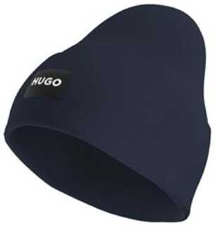 HUGO Accessoires Hugo Xevon C Logo Label muts in marine Blauw - One Size