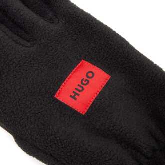 HUGO Accessories Hugo Red Logo Label Fleece Gloves in Black Zwart