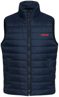 HUGO Bentino gewatteerde bodywarmer met logo Donkerblauw