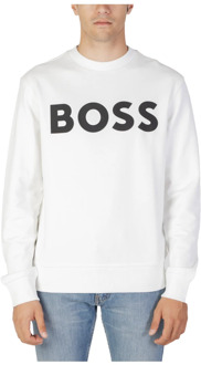 Hugo Boss Basis Crew Sweatshirt Mannen Herfst/Winter Collectie Hugo Boss , White , Heren - Xl,L