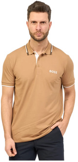 Hugo Boss Beige Polo Shirt met Contrastlogo Hugo Boss , Beige , Heren - 2Xl,Xl,L,M