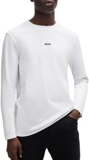 Hugo Boss Biologisch Katoenen T-Shirt met Lange Mouwen en Logo Hugo Boss , White , Heren - 2Xl,Xl