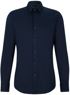 Hugo Boss Blauw overhemd met lange mouwen en performance pasvorm Hugo Boss , Blue , Heren - 2Xl,M,S,4Xl