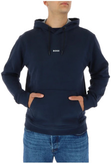 Hugo Boss Blauwe Bedrukte Hoodie Sweatshirt Hugo Boss , Blue , Heren - L,S