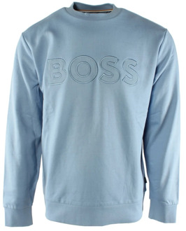 Hugo Boss Blauwe Katoenen Heren Sweater Hugo Boss , Blue , Heren - Xl,L,M