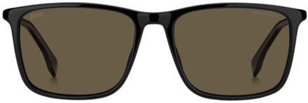 Hugo Boss Bruine Gepolariseerde Lens Zwarte Dunne Montuur Zonnebril - maat