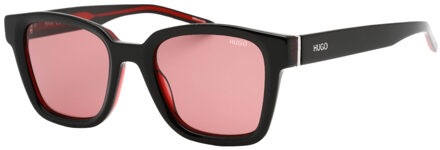 Hugo Boss Burgundy zwarte zonnebril met rood detail en lens - One Size