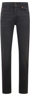 Hugo Boss Casual Tapered Fit Jeans met Authentieke Versleten Look Hugo Boss , Black , Heren - W30 L32,W31 L32,W32 L32,W36 L32,W33 L32